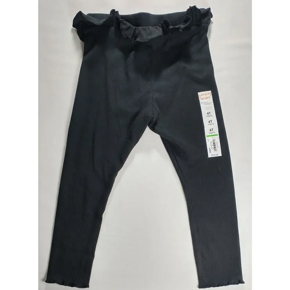 Girls Jumping Beans Leggings Black Ruffled Waist with Bow